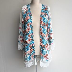 Floral Crochet Kimono Cardigan